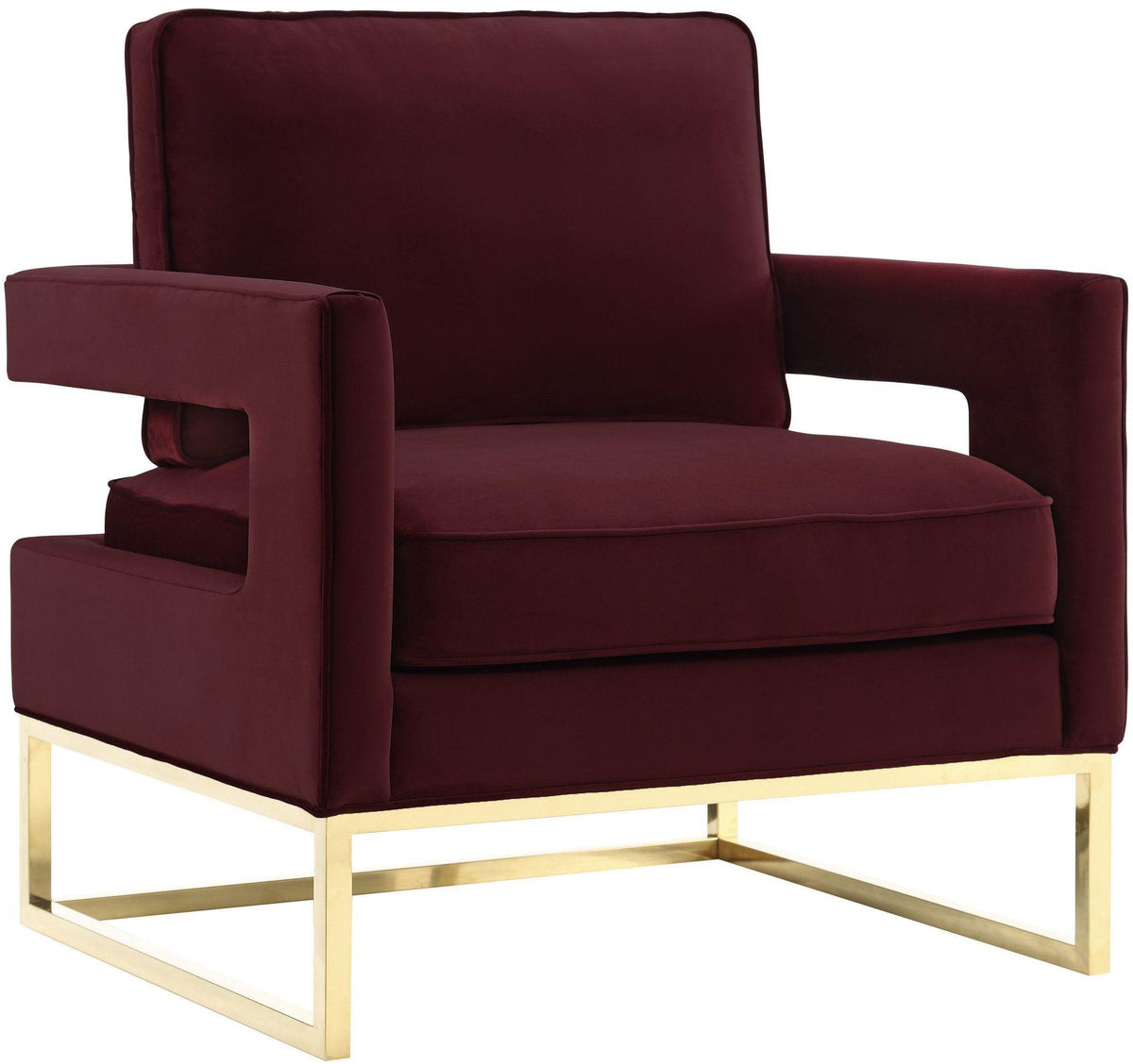 Avery Maroon Performance Velvet Accent Chair by TOV Furniture – photo 1 of 6