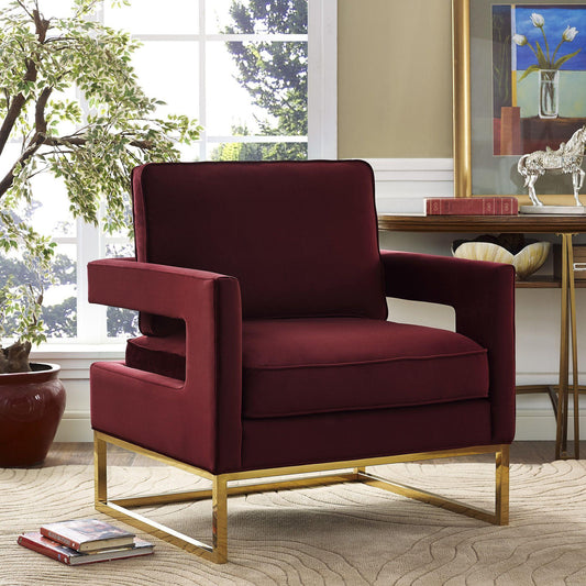 Avery Maroon Performance Velvet Accent Chair by TOV Furniture – photo 2 of 6