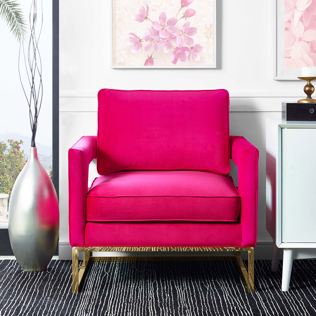 Avery Pink Performance Velvet Accent Chair by TOV Furniture – photo 2 of 6