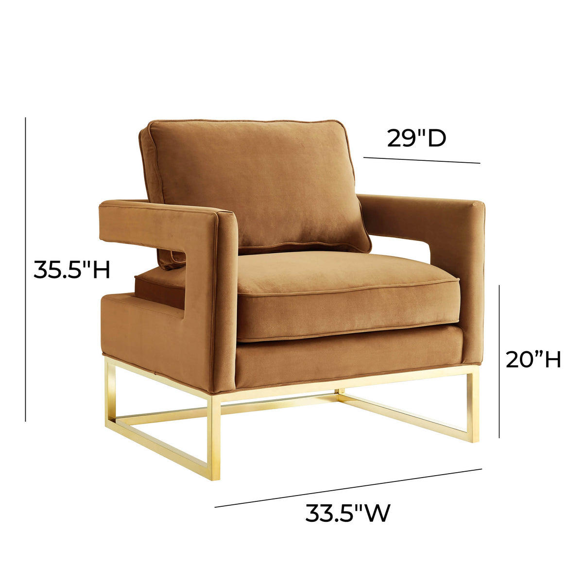 Avery Cognac Performance Velvet Accent Chair by TOV Furniture – photo 6 of 6