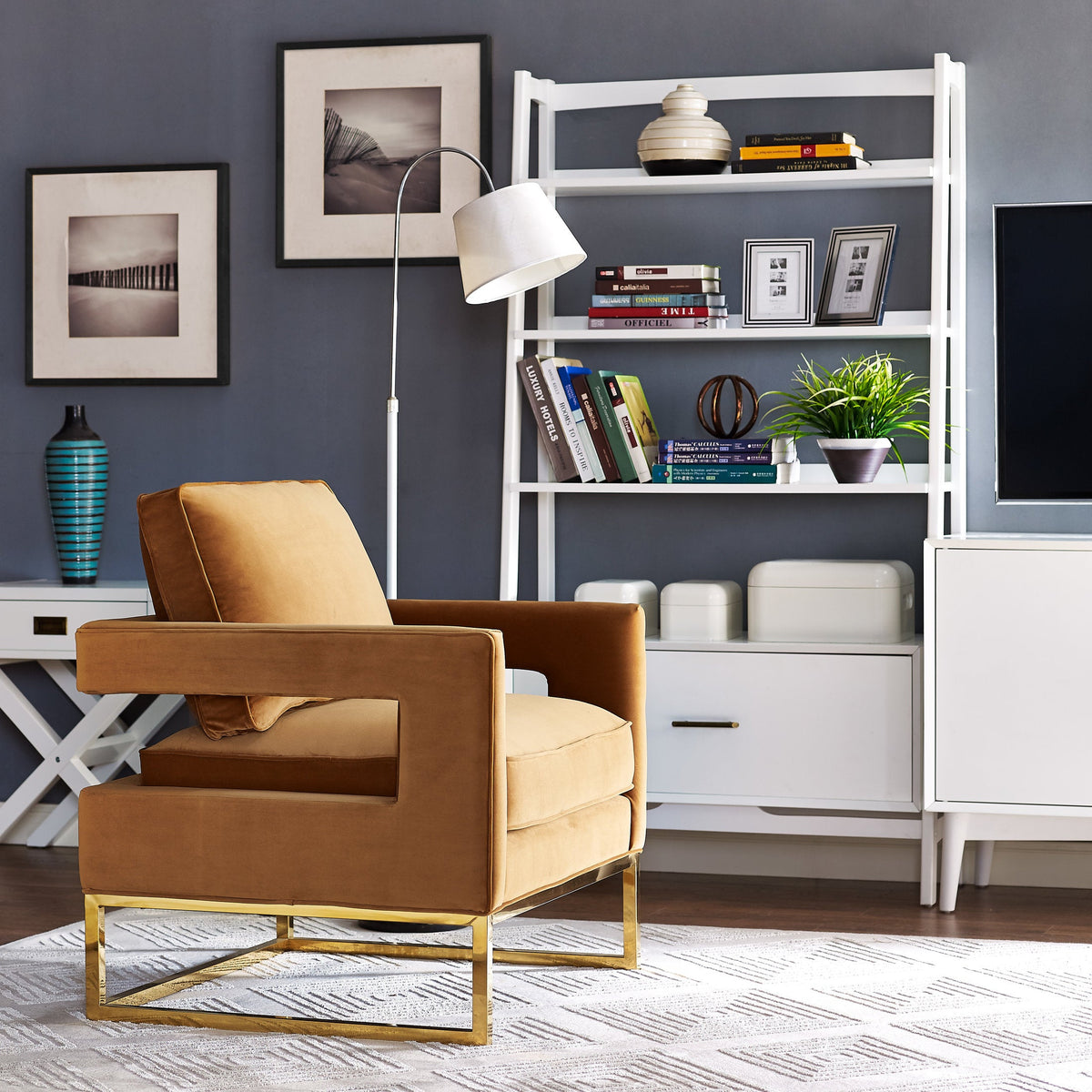 Avery Cognac Performance Velvet Accent Chair by TOV Furniture – photo 2 of 6