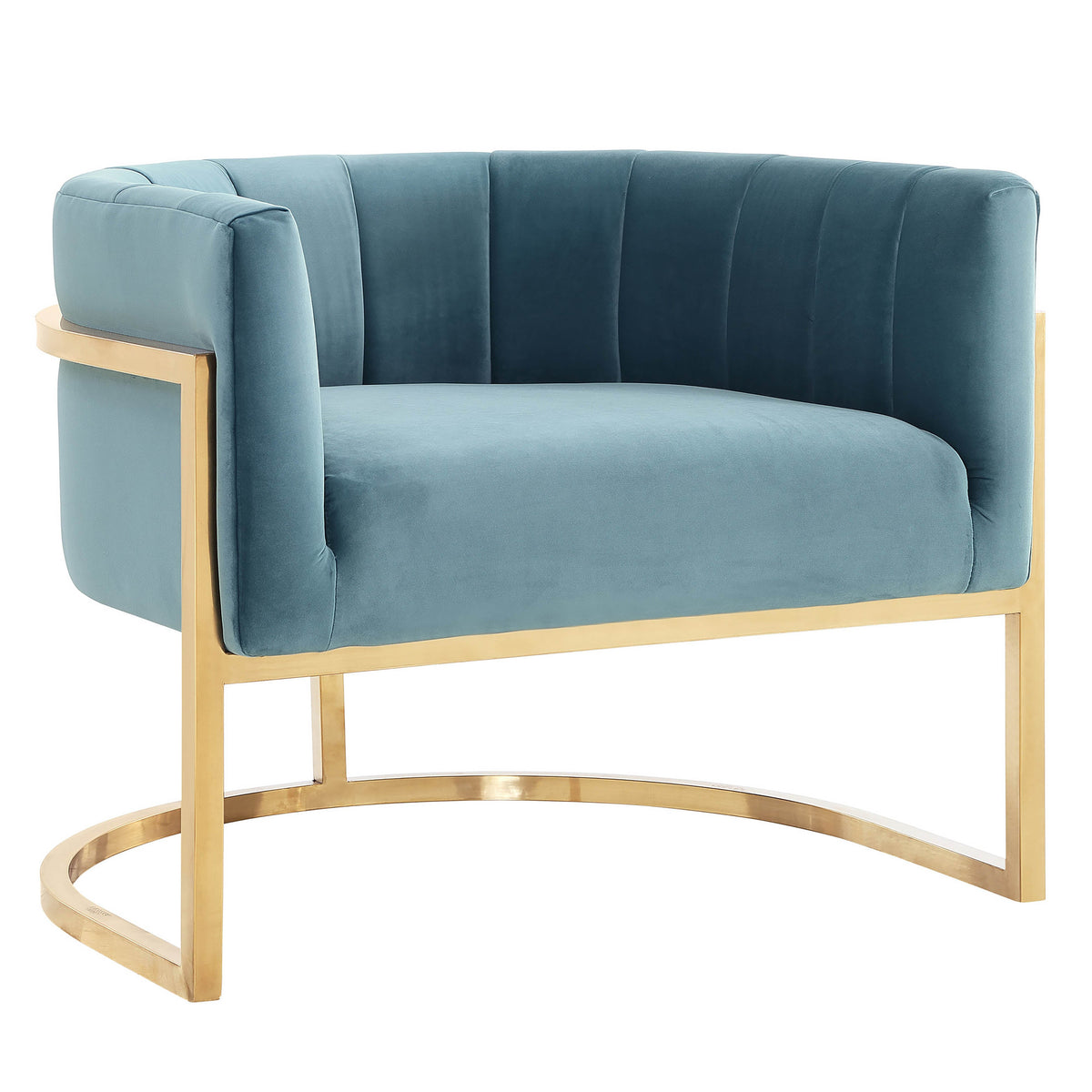 Magnolia Performance Velvet Accent Chair - Gold Base in Sea Blue by TOV Furniture – photo 1 of 6