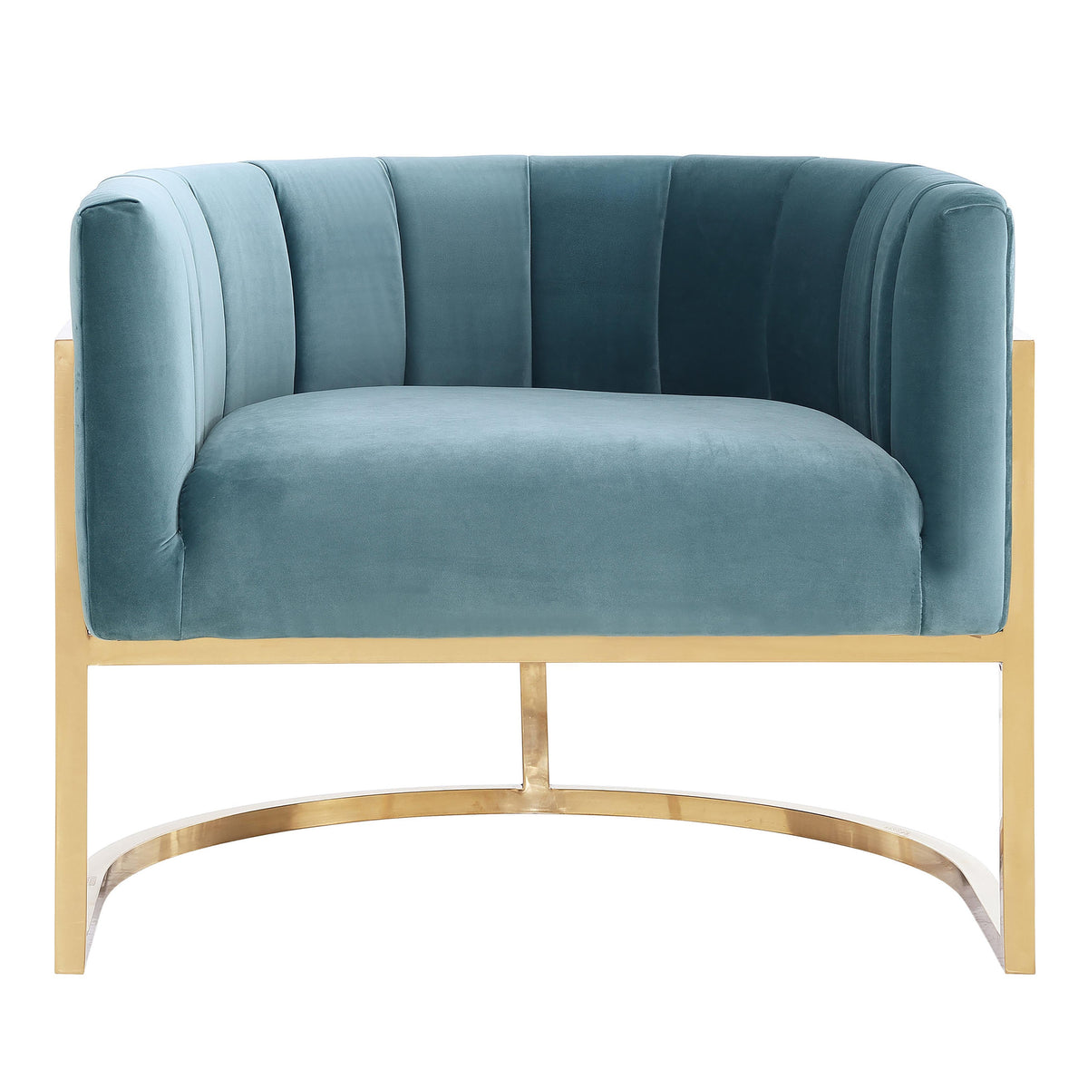 Magnolia Performance Velvet Accent Chair - Gold Base in Sea Blue by TOV Furniture – photo 3 of 6