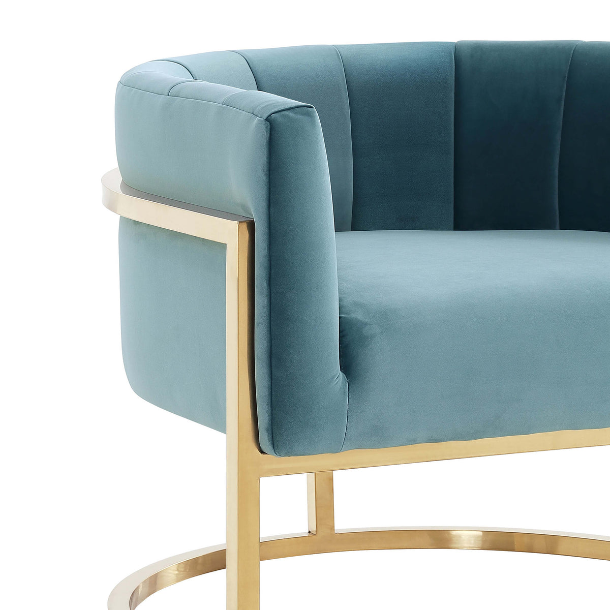 Magnolia Performance Velvet Accent Chair - Gold Base in Sea Blue by TOV Furniture – photo 5 of 6