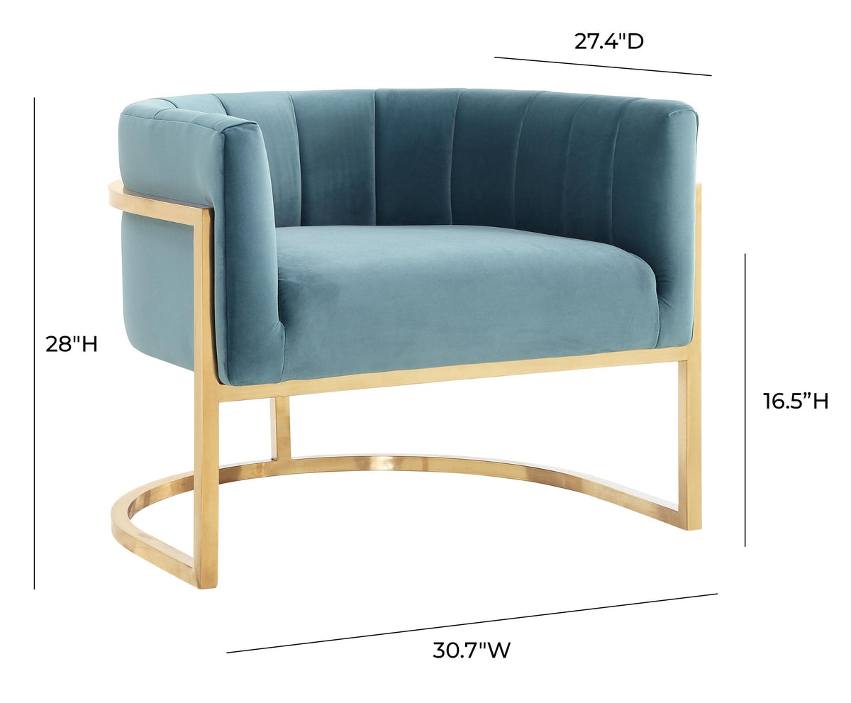 Magnolia Performance Velvet Accent Chair - Gold Base in Sea Blue by TOV Furniture – photo 6 of 6