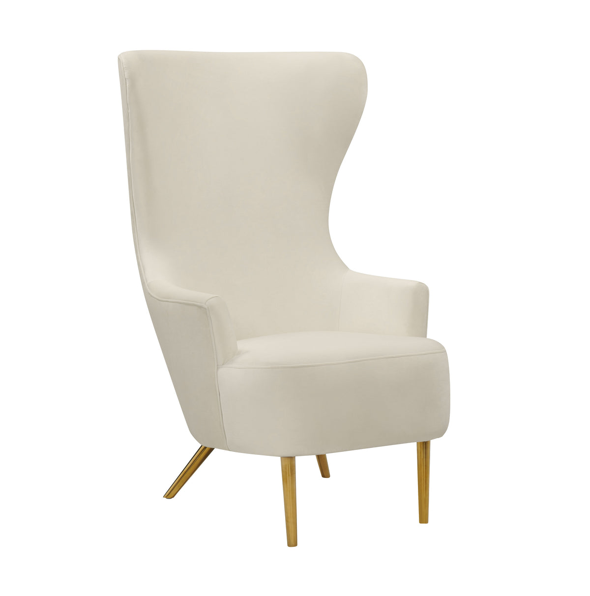 Julia Performance Velvet Wingback Accent Chair in Cream by TOV Furniture – photo 1 of 6