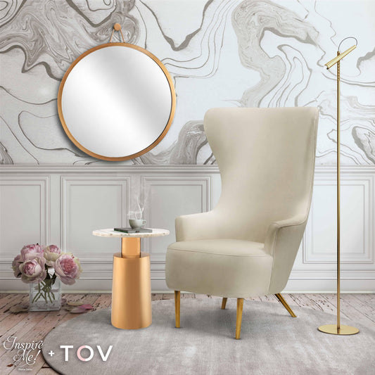 Julia Performance Velvet Wingback Accent Chair in Cream by TOV Furniture – photo 6 of 6