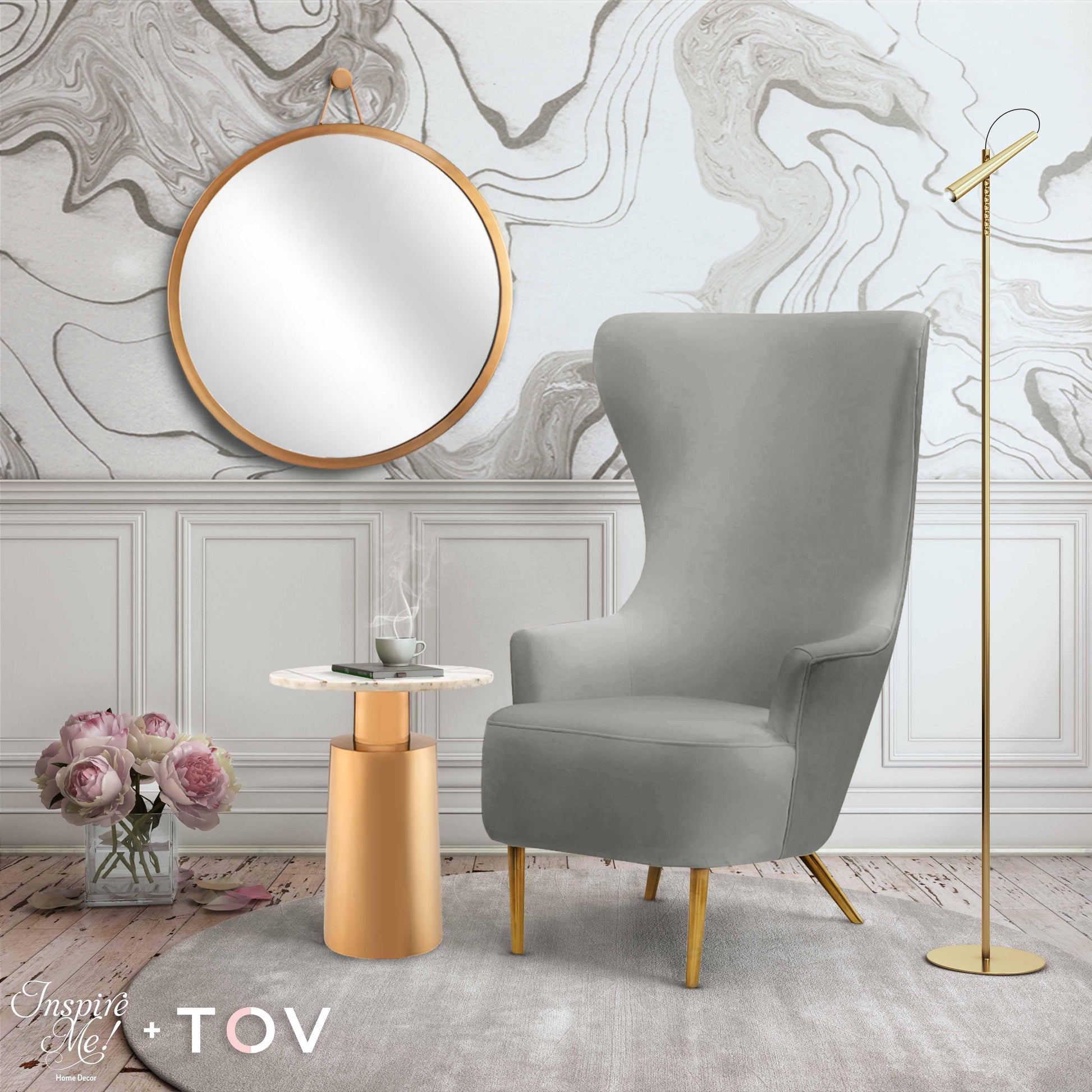 Julia Velvet Wingback Chair by TOV A2044 C