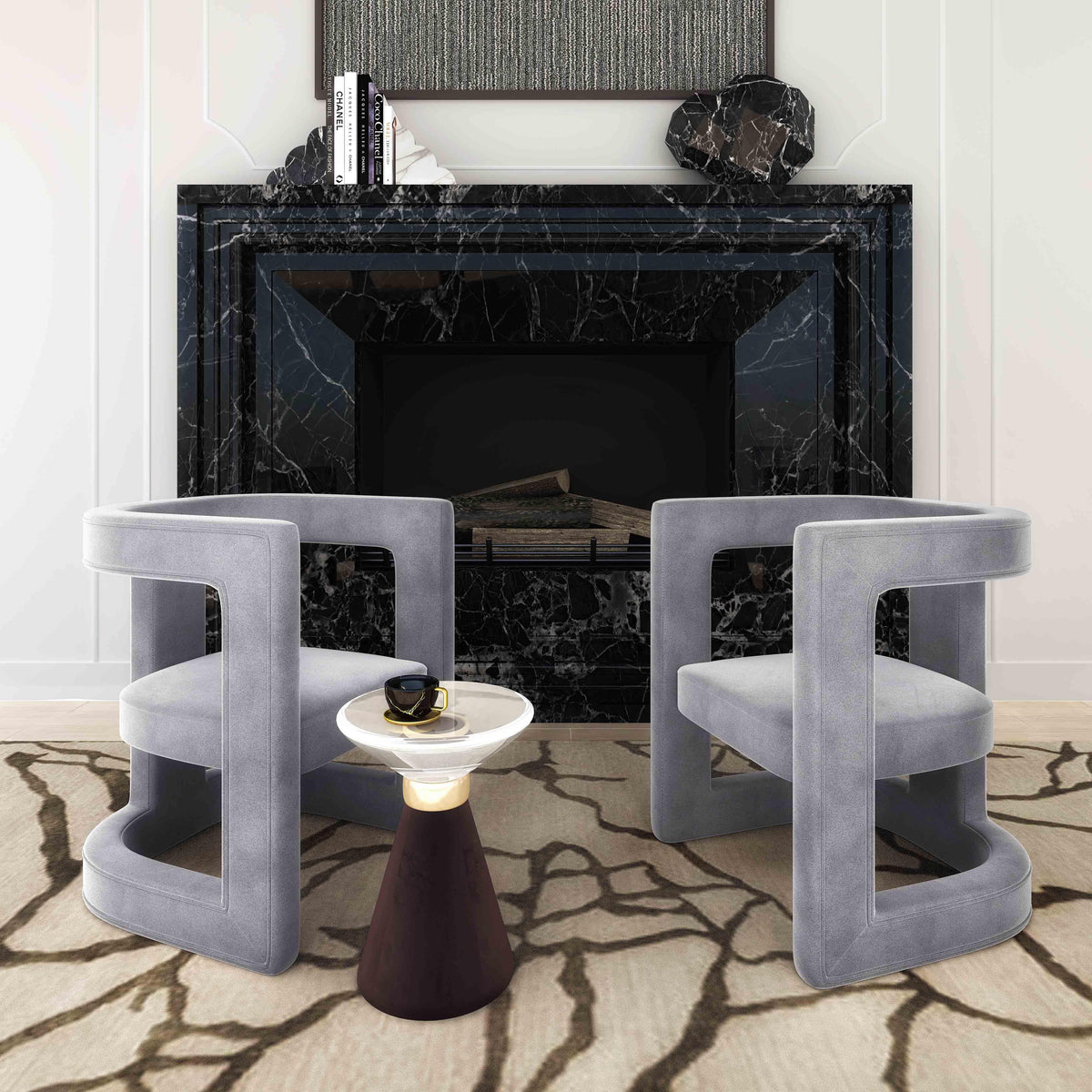 Ada Performance Velvet Accent Chair in Grey by TOV Furniture – photo 3 of 7