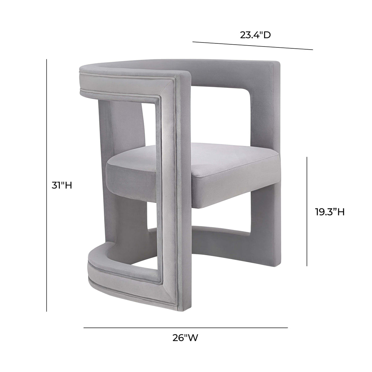 Ada Performance Velvet Accent Chair in Grey by TOV Furniture – photo 7 of 7