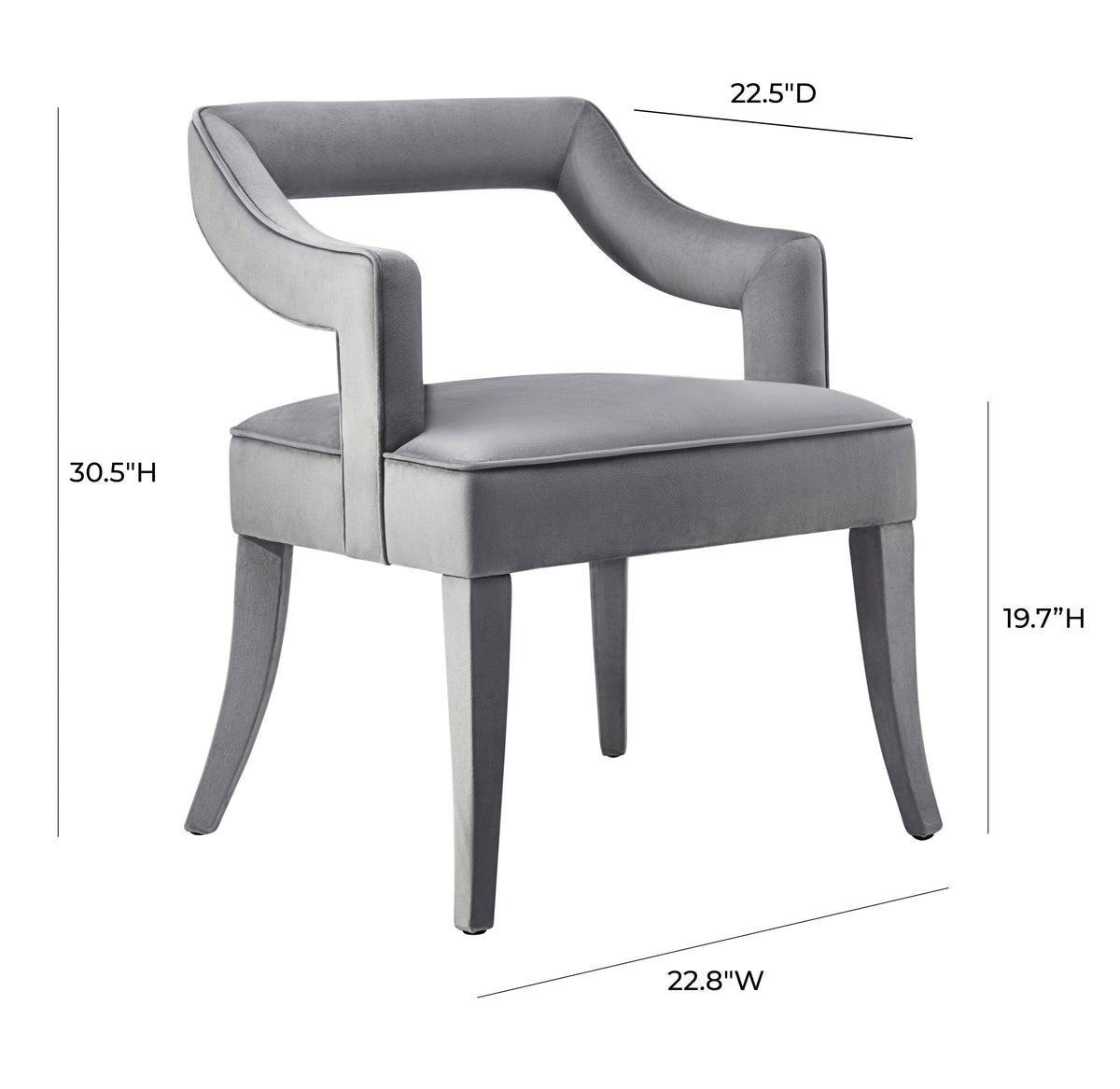 Tiffany Grey Performance Velvet Dining Chair by TOV Furniture – photo 7 of 7