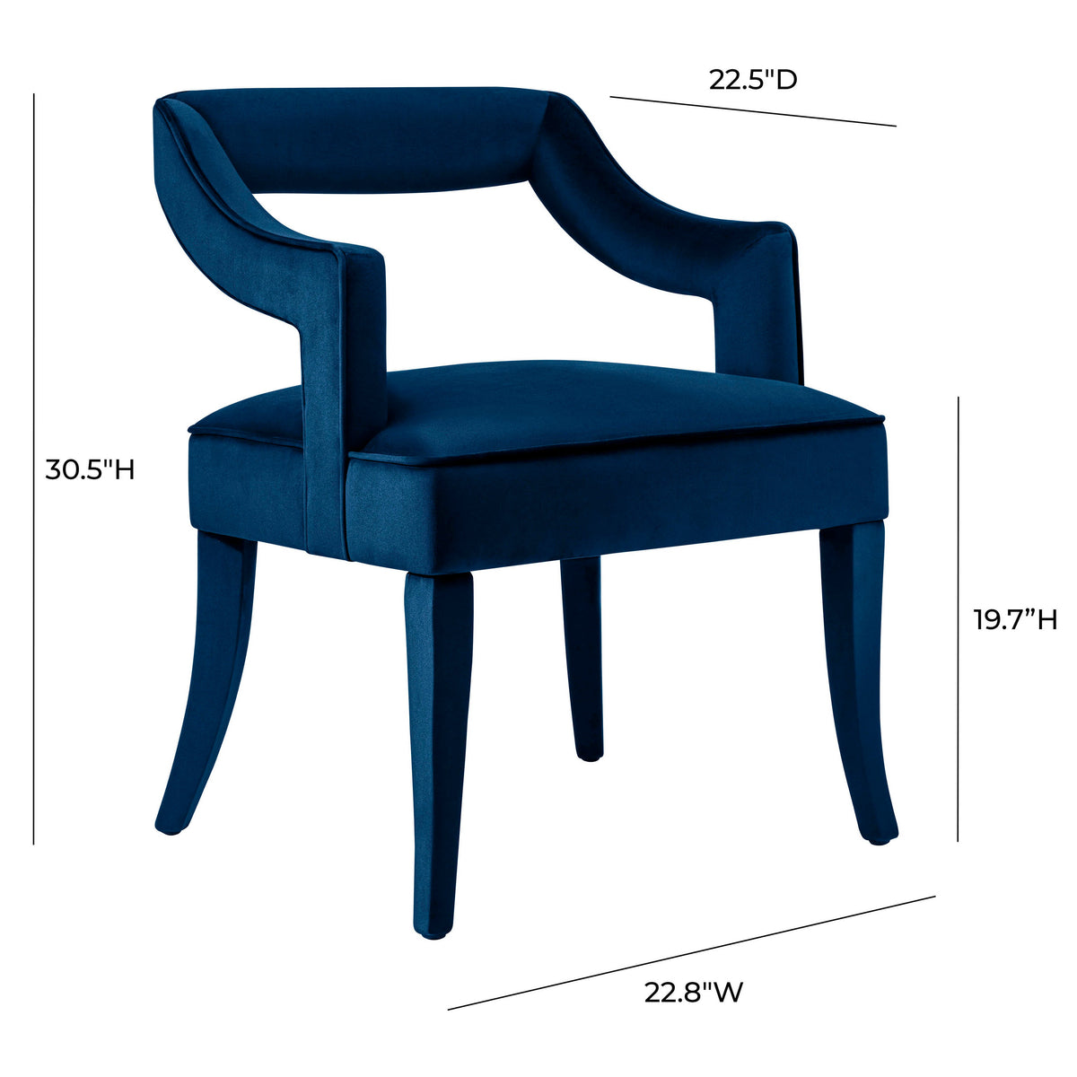 Tiffany Navy Performance Velvet Dining Chair by TOV Furniture – photo 7 of 7