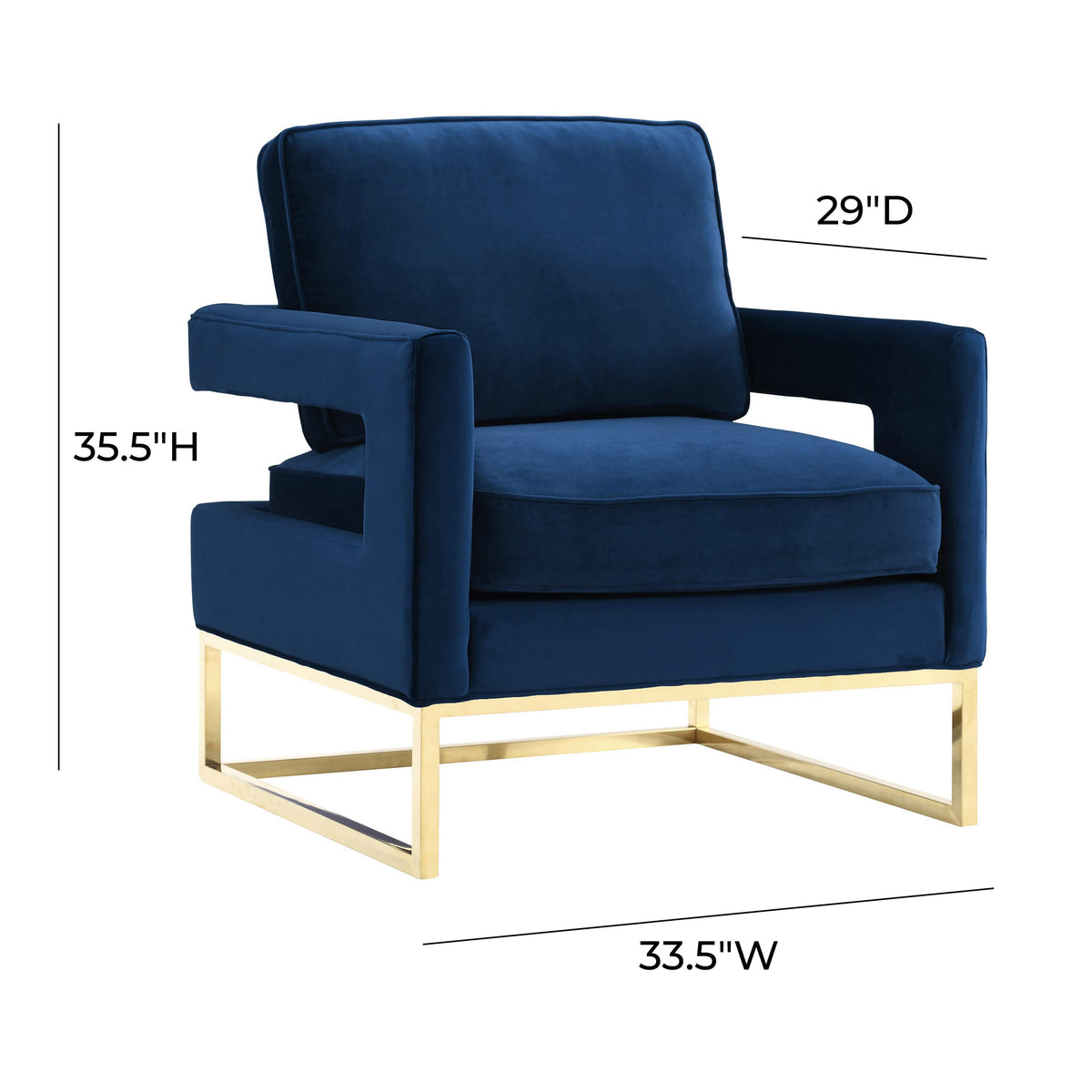 Avery Navy Performance Velvet Accent Chair by TOV Furniture – photo 6 of 6
