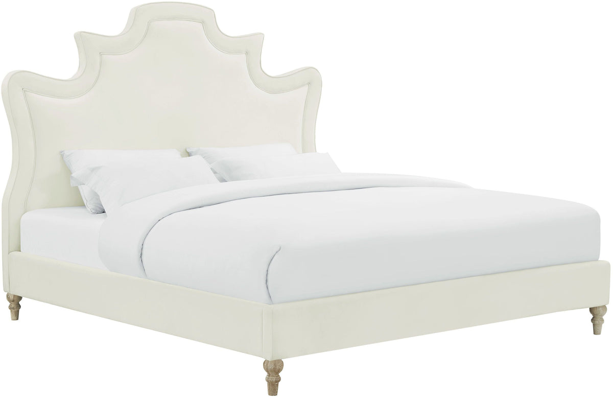 Serenity Cream Performance Velvet Bed in King by TOV Furniture – photo 1 of 7