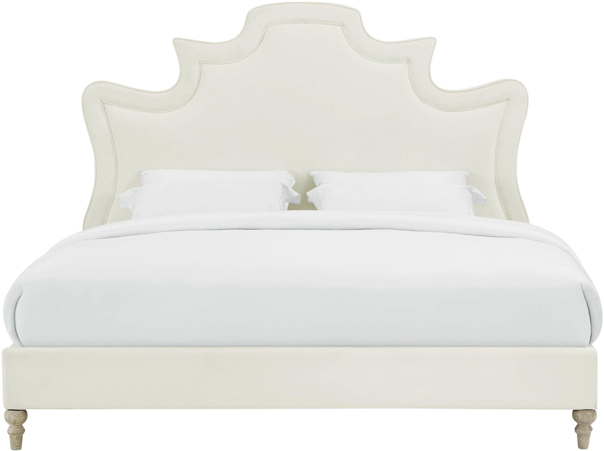 Serenity Cream Performance Velvet Bed by TOV Furniture – several sizes shown