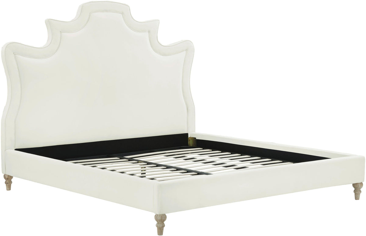 Serenity Cream Performance Velvet Bed by TOV Furniture – several sizes shown