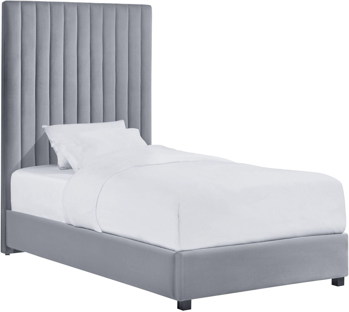 Arabelle Grey Performance Velvet Bed in Twin by TOV Furniture – photo 1 of 8