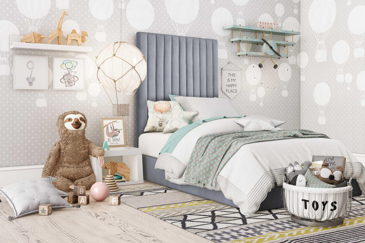 Arabelle Grey Performance Velvet Bed in Twin by TOV Furniture – photo 2 of 8