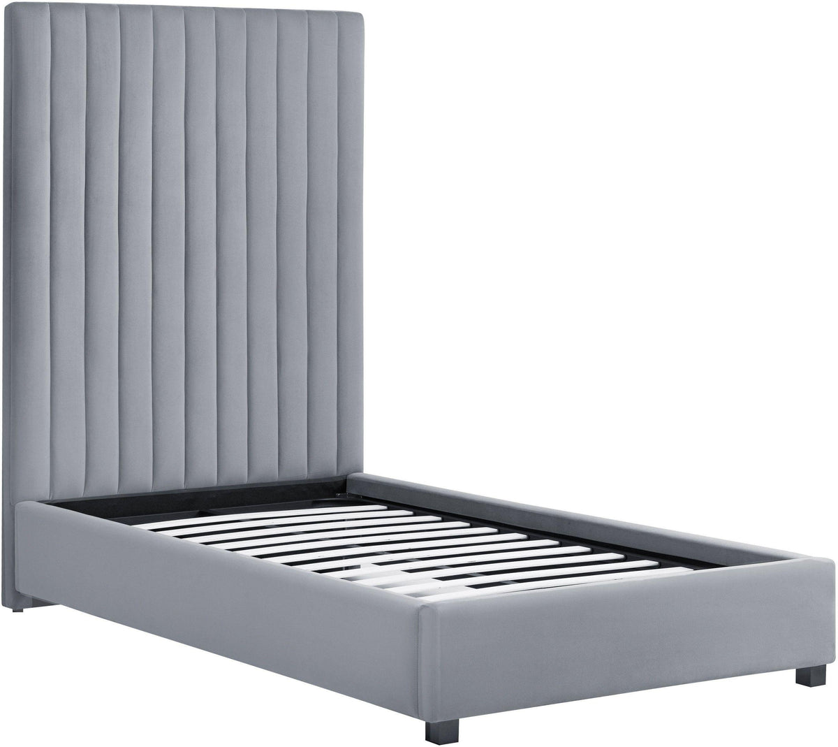 Arabelle Grey Performance Velvet Bed in Twin by TOV Furniture – photo 4 of 8