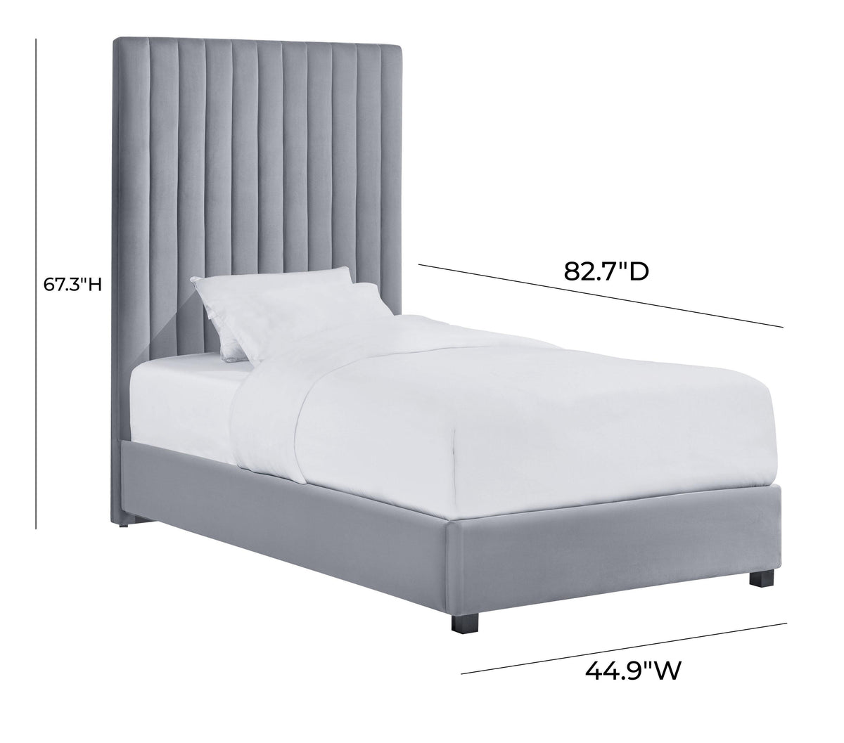 Arabelle Grey Performance Velvet Bed in Twin by TOV Furniture – photo 5 of 8