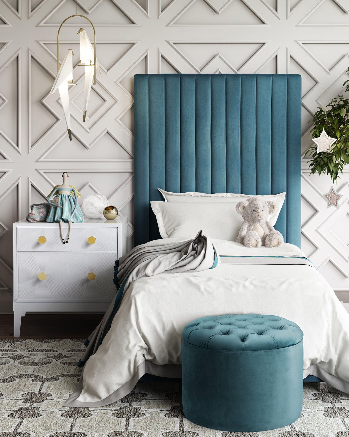 Arabelle Grey Performance Velvet Bed in Twin by TOV Furniture – photo 7 of 8