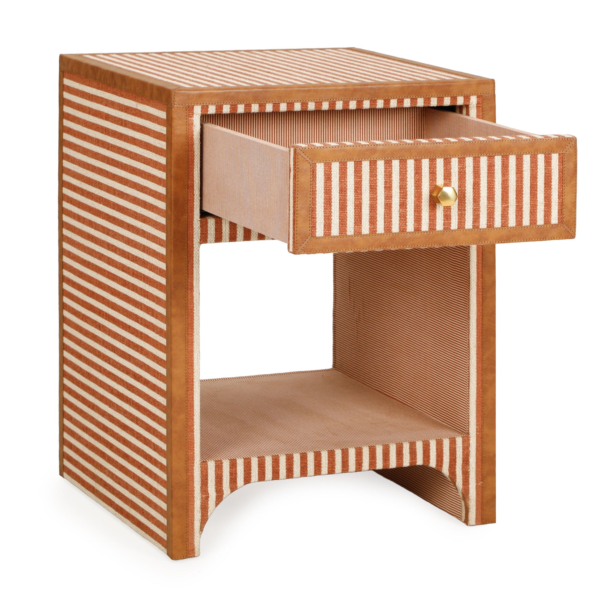 Kora 18" Cotton Jute 1-Drawer Conrtact-Grade Nightstand Terracotta by Tov Furniture