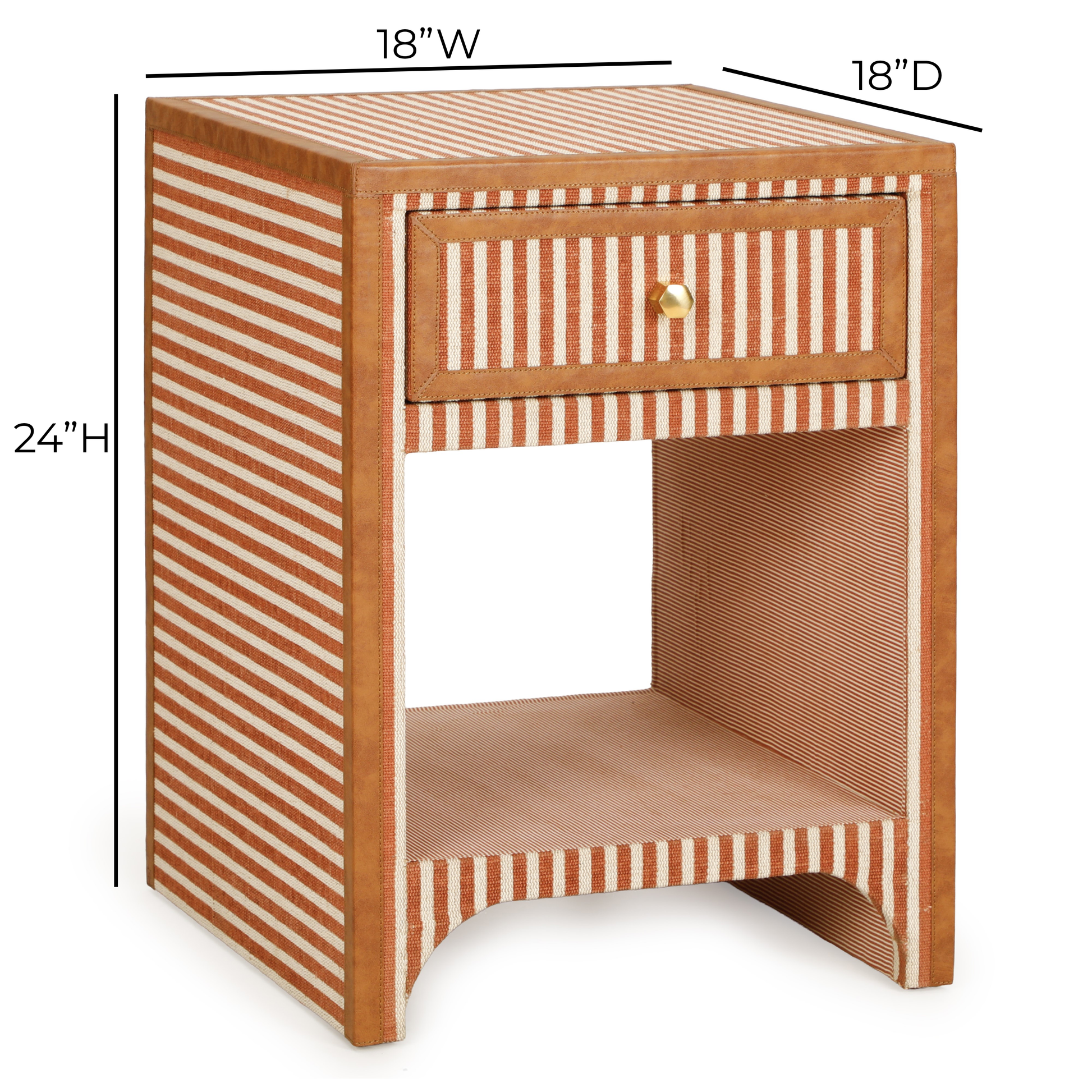 Kora 18" Cotton Jute 1-Drawer Conrtact-Grade Nightstand Terracotta by Tov Furniture
