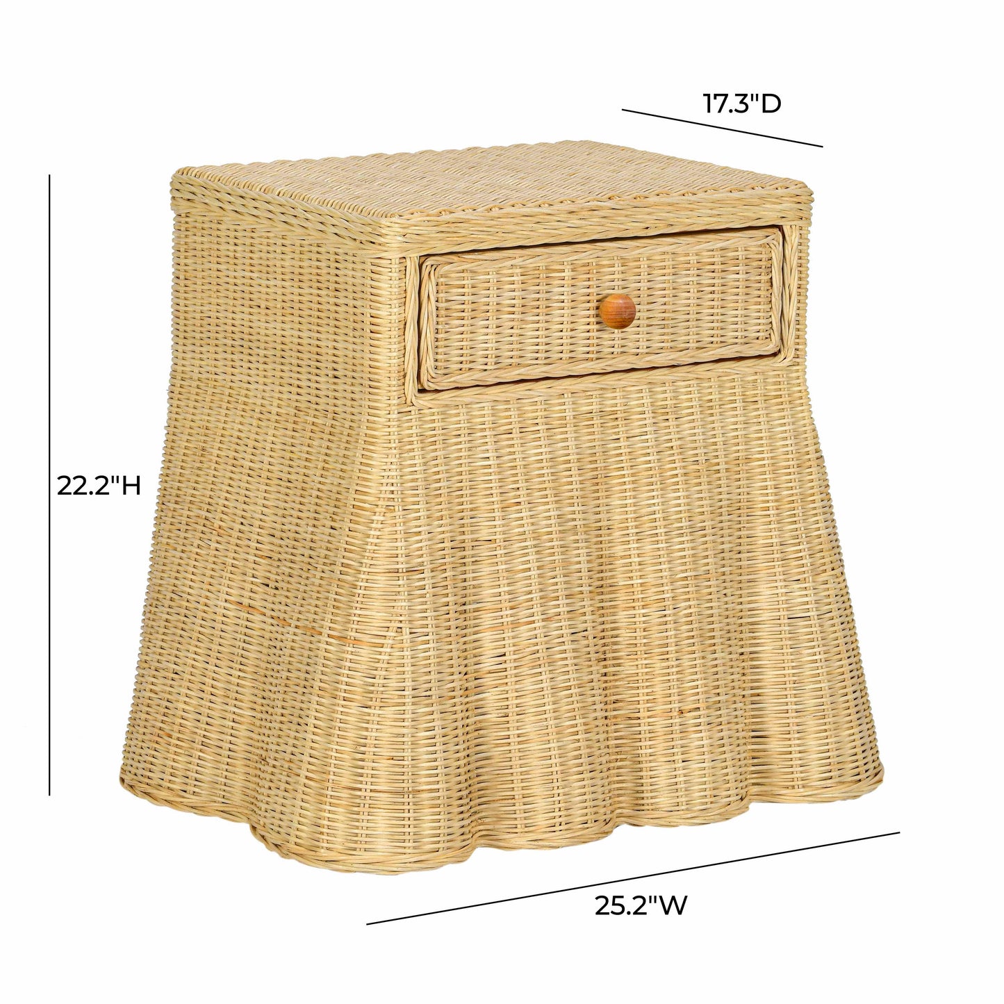 Pentra 25 Natural Rattan Nightstand With Drawer by TOV B21034