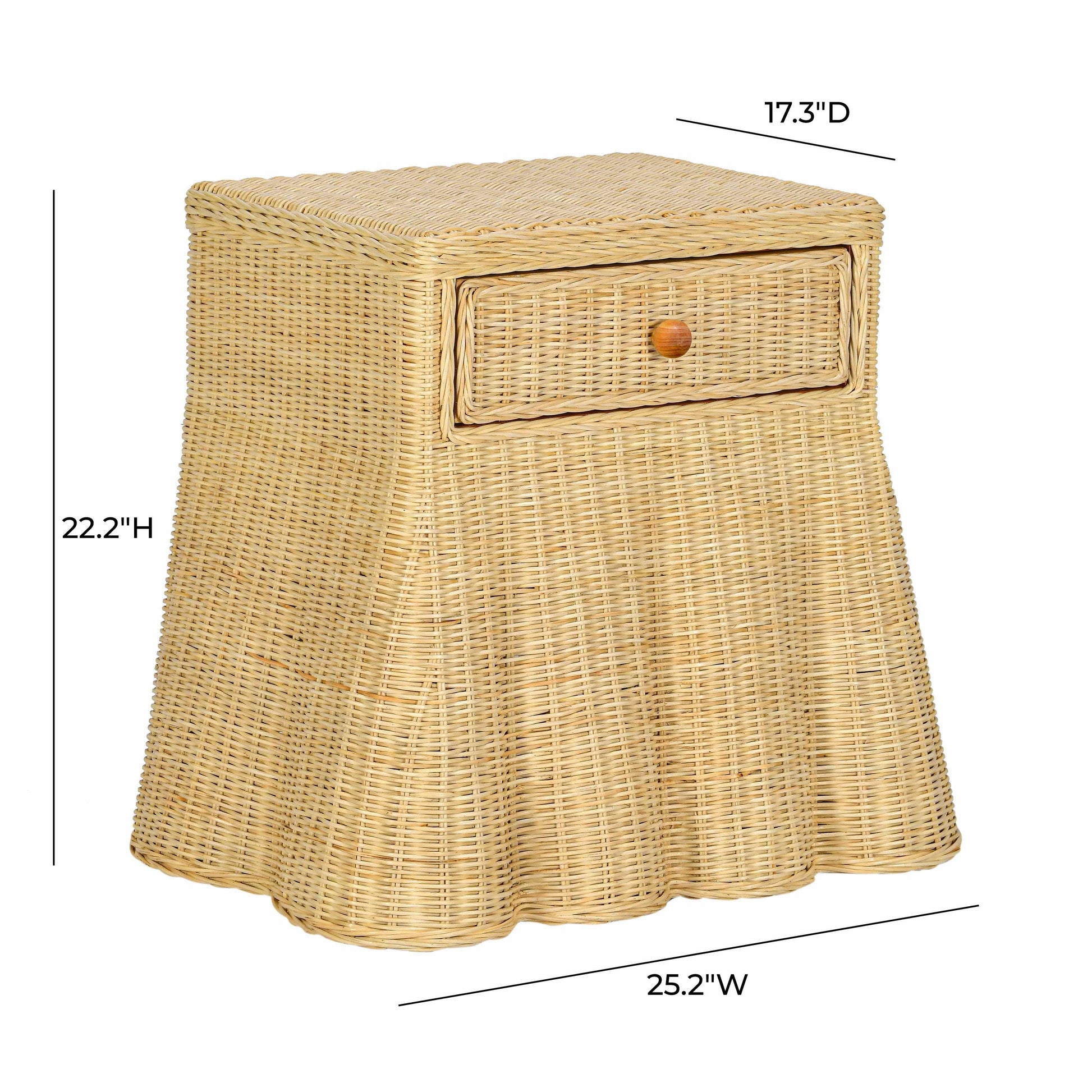 Pentra 25 Natural Rattan Nightstand With Drawer by TOV B21034