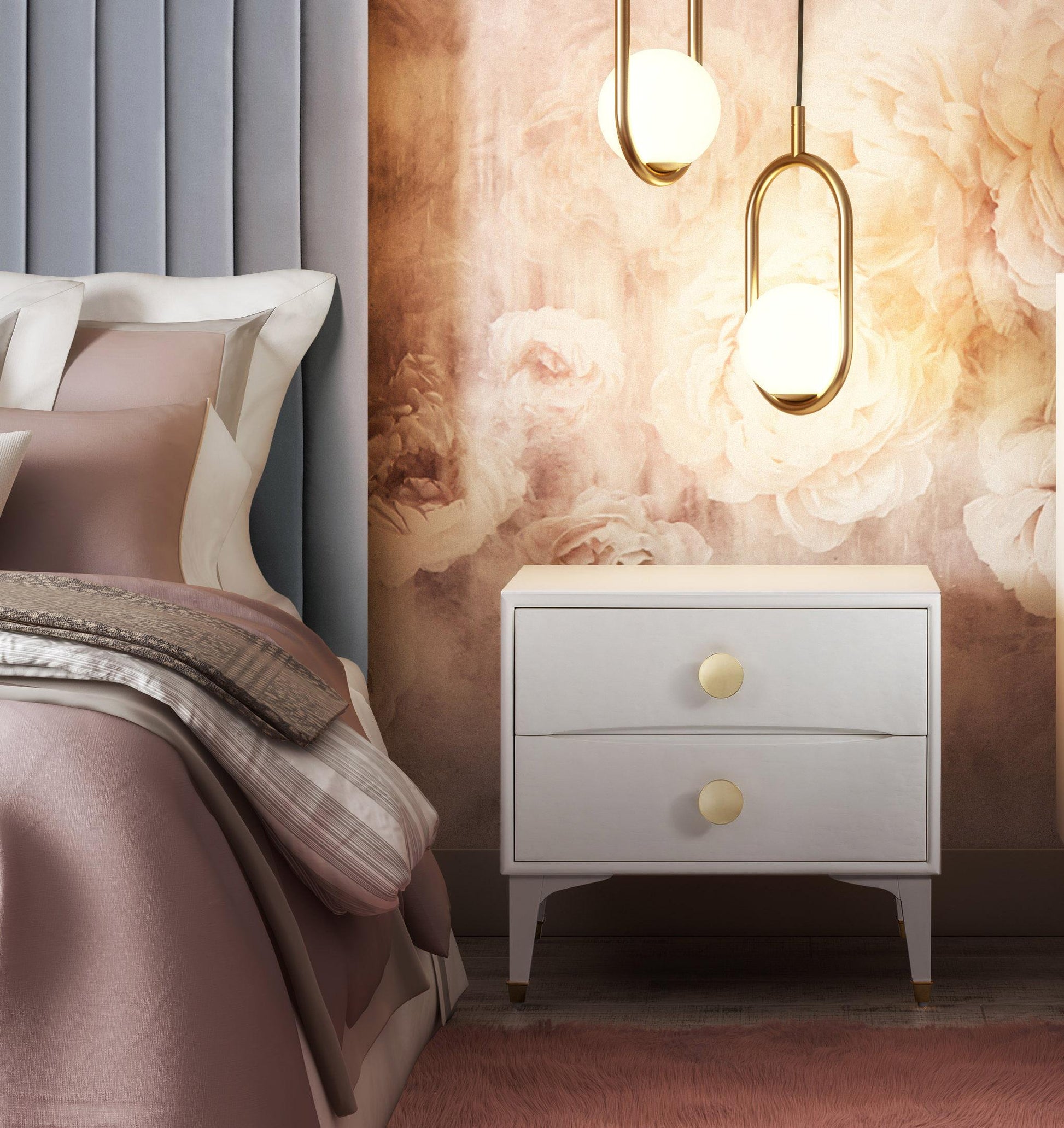 Divine 25" 2-Drawer Nightstand White by Tov Furniture