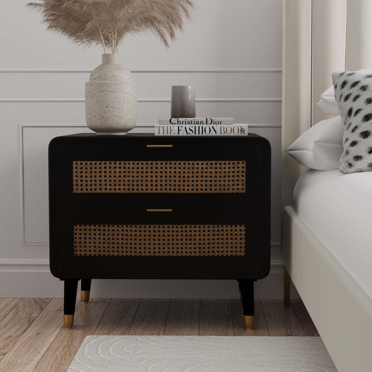Christine 27" Black 2-Drawer Nightstand by TOV Furniture – photo 2 of 9