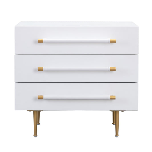 Trident 28" 3-Drawer Nightstand White by Tov Furniture