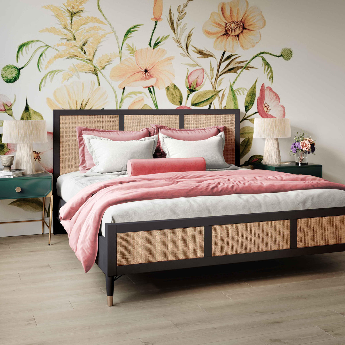 Sierra Wood & Rattan Bed by TOV Furniture – several options shown