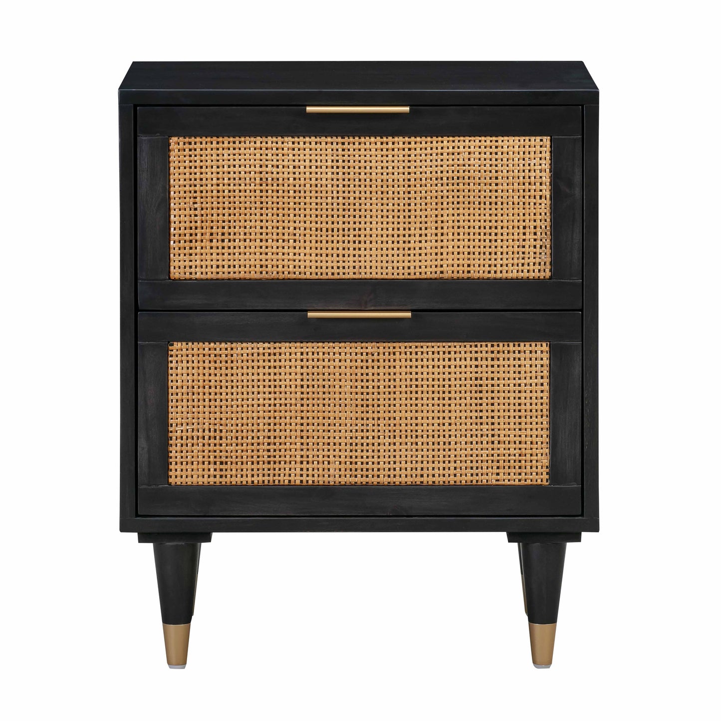 Sierra 22" Cane 2-Drawer Nightstand Black by Tov Furniture