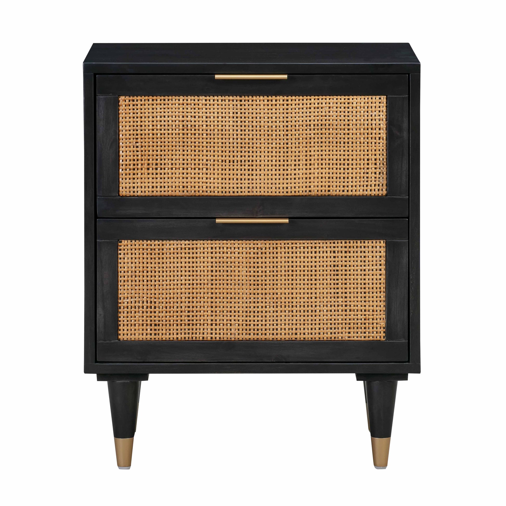 Sierra 22" Cane 2-Drawer Nightstand Black by Tov Furniture