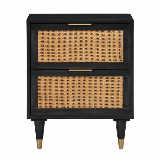 Sierra 22" Cane 2-Drawer Nightstand Black by Tov Furniture