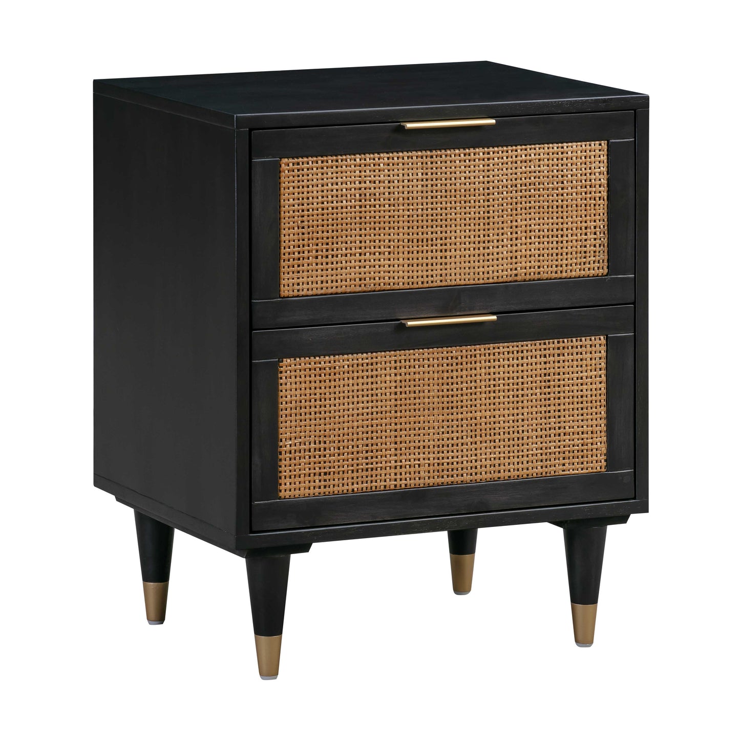 Sierra 22" Cane 2-Drawer Nightstand Black by Tov Furniture