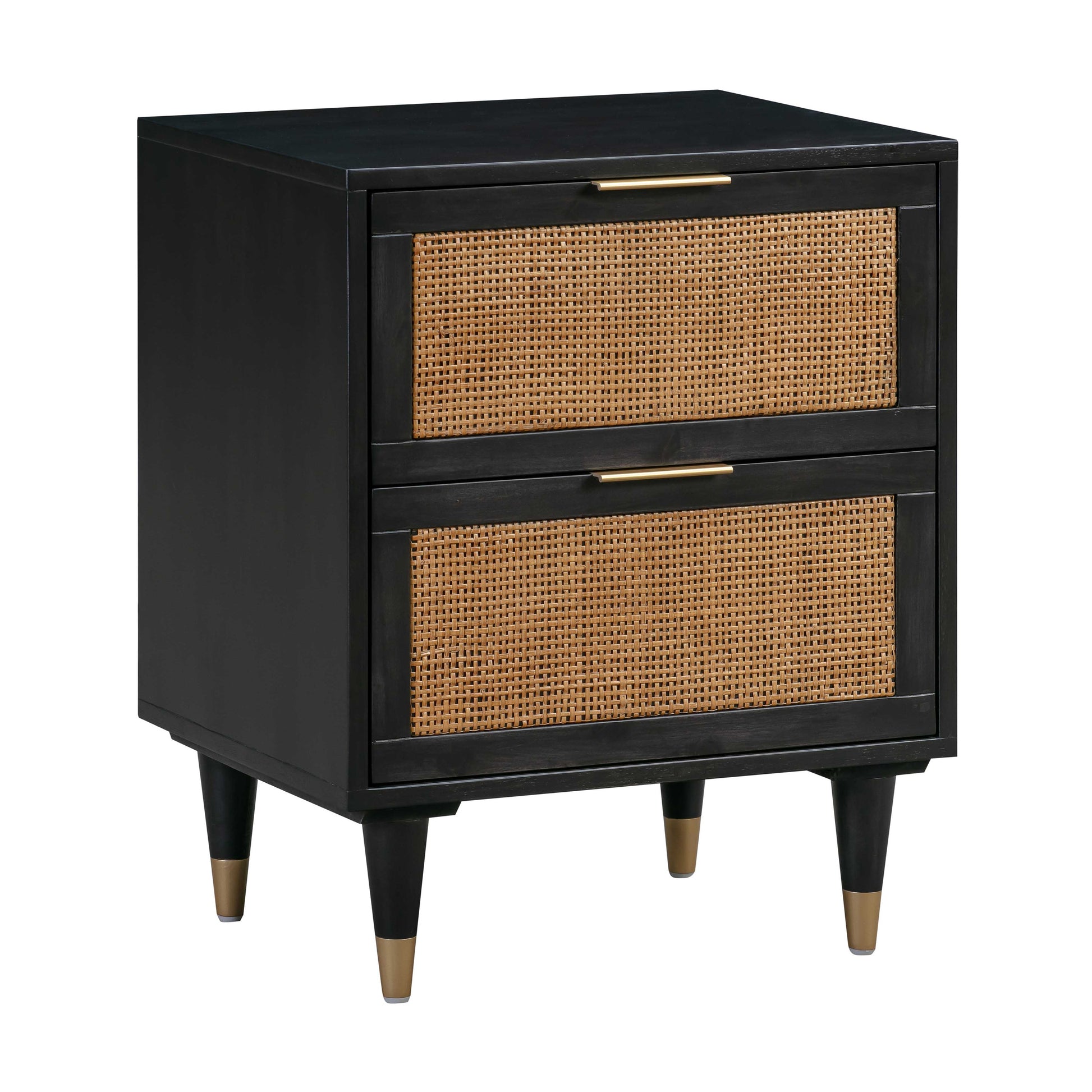 Sierra 22" Cane 2-Drawer Nightstand Black by Tov Furniture