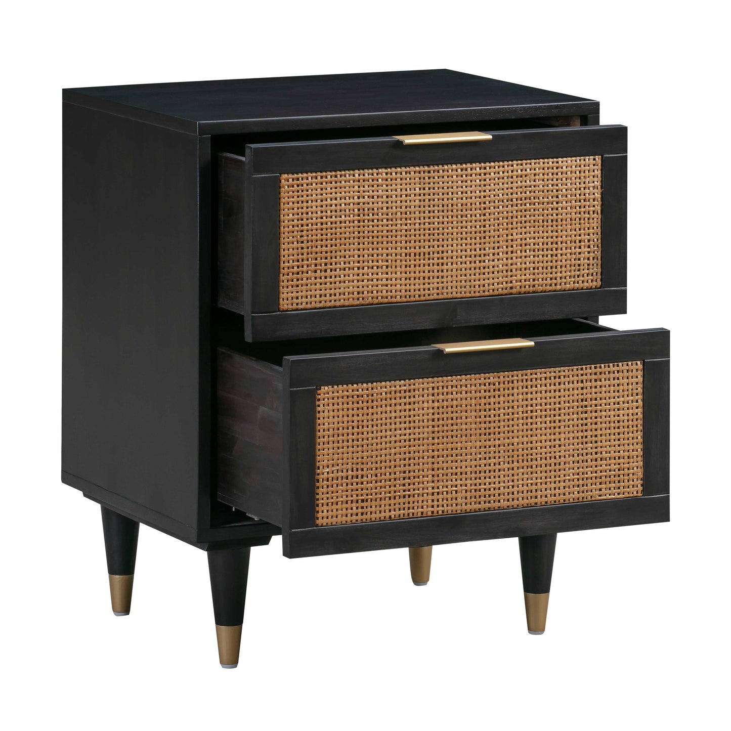 Sierra 22" Cane 2-Drawer Nightstand Black by Tov Furniture