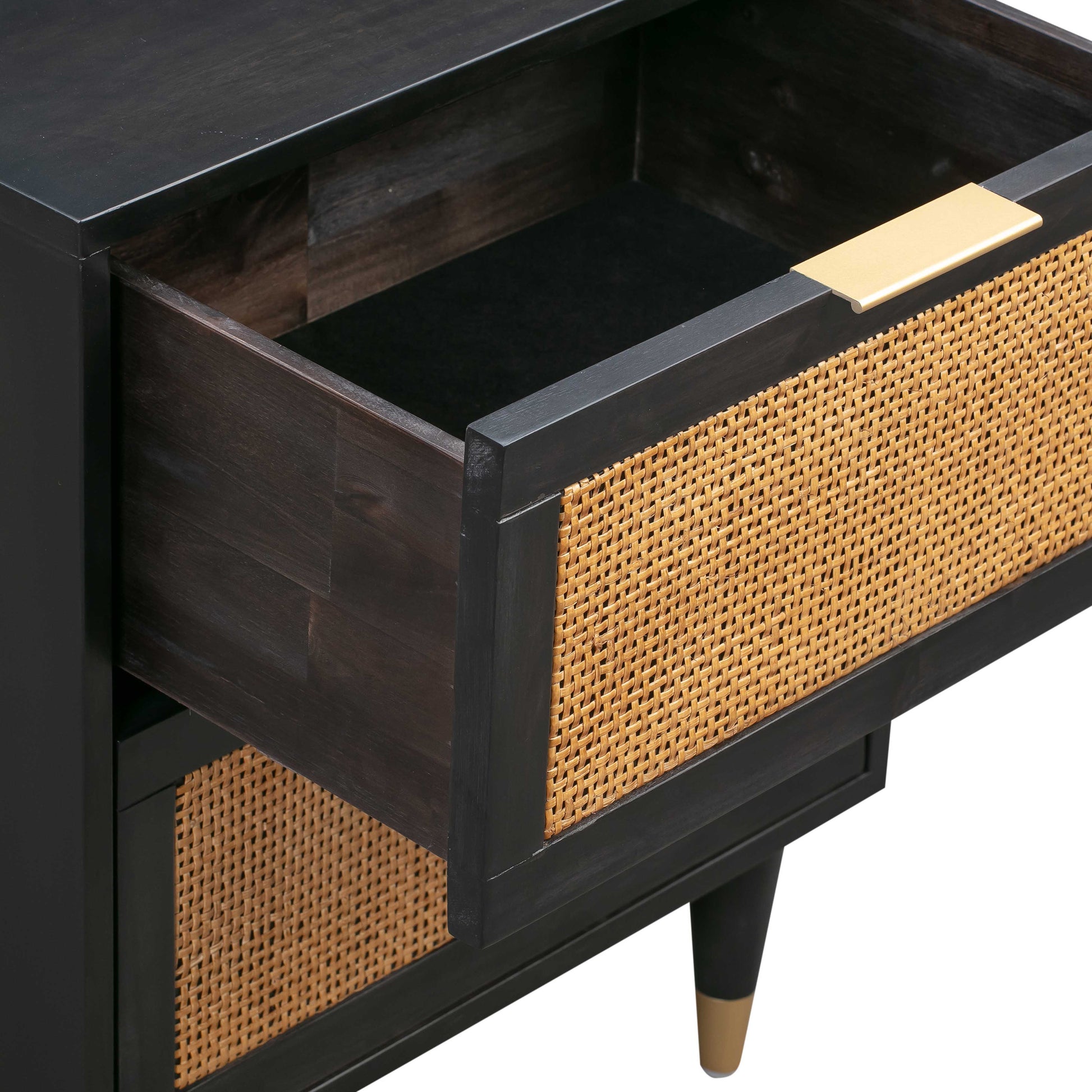 Sierra 22" Cane 2-Drawer Nightstand Black by Tov Furniture