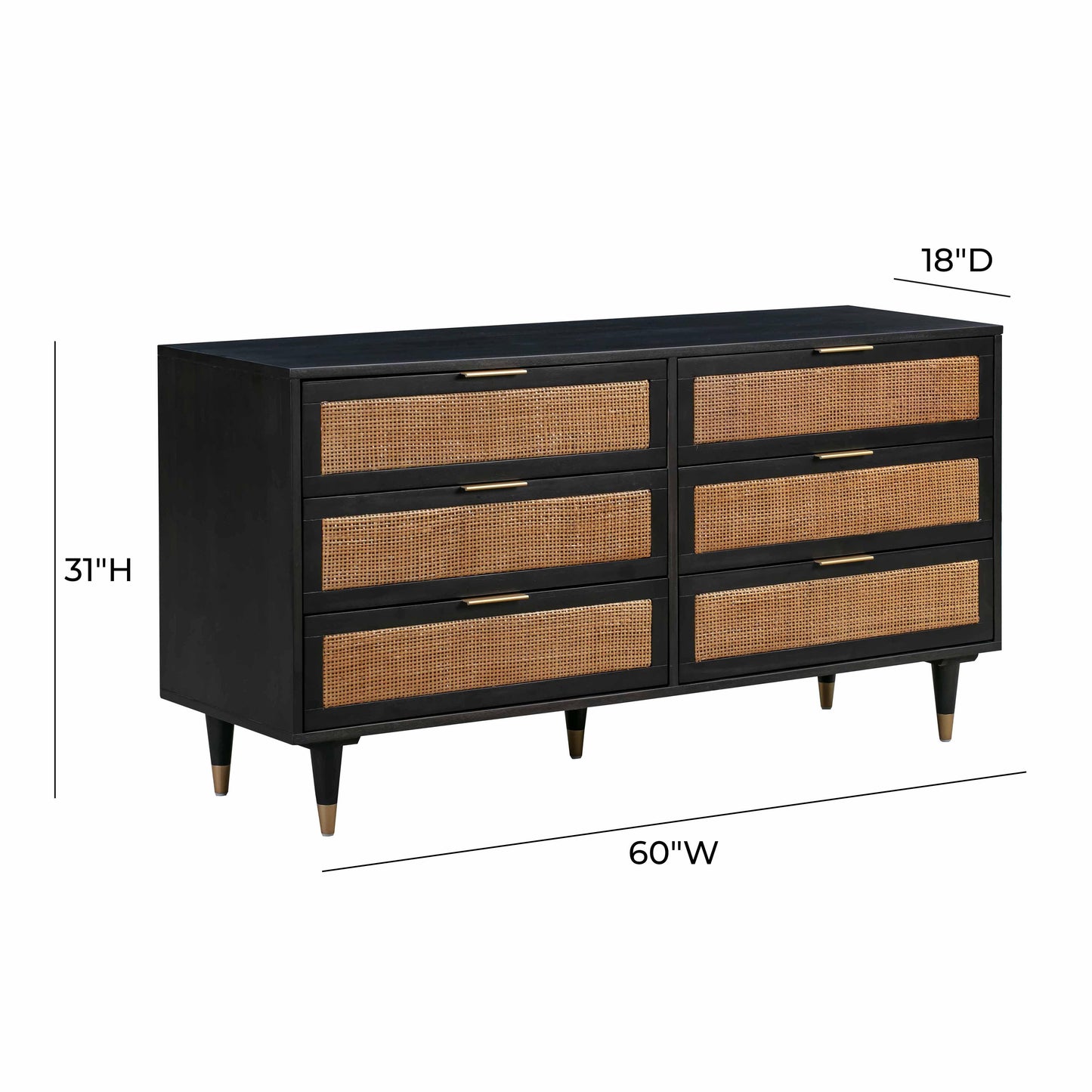 Sierra 60 Cane 6 Drawer Dresser by TOV B44113