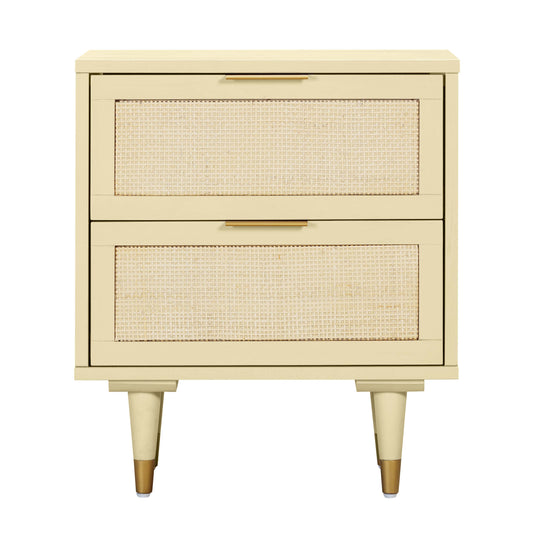 Sierra 22" Cane 2-Drawer Nightstand Buttermilk by Tov Furniture
