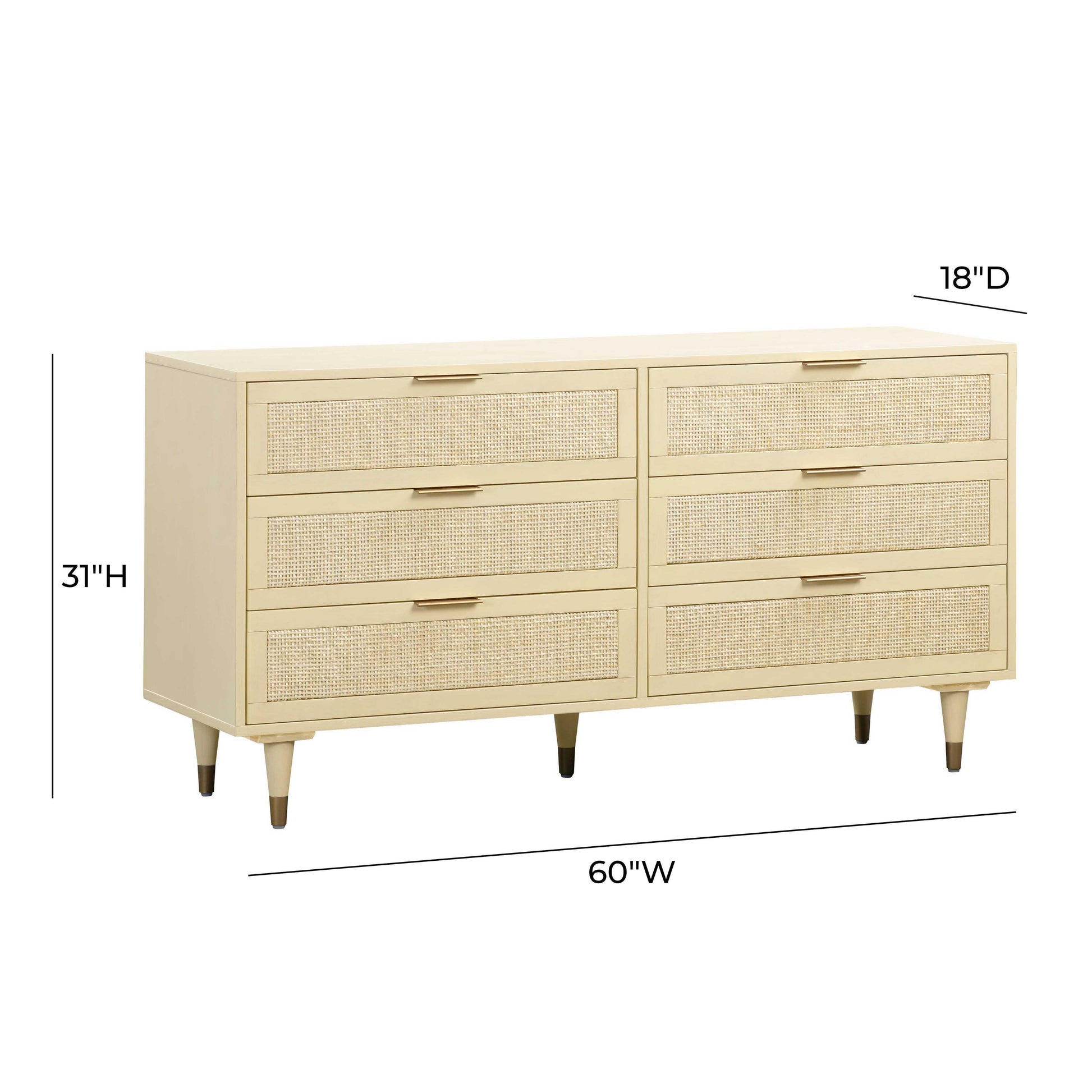 Sierra 60 Cane 6 Drawer Dresser by TOV B54553