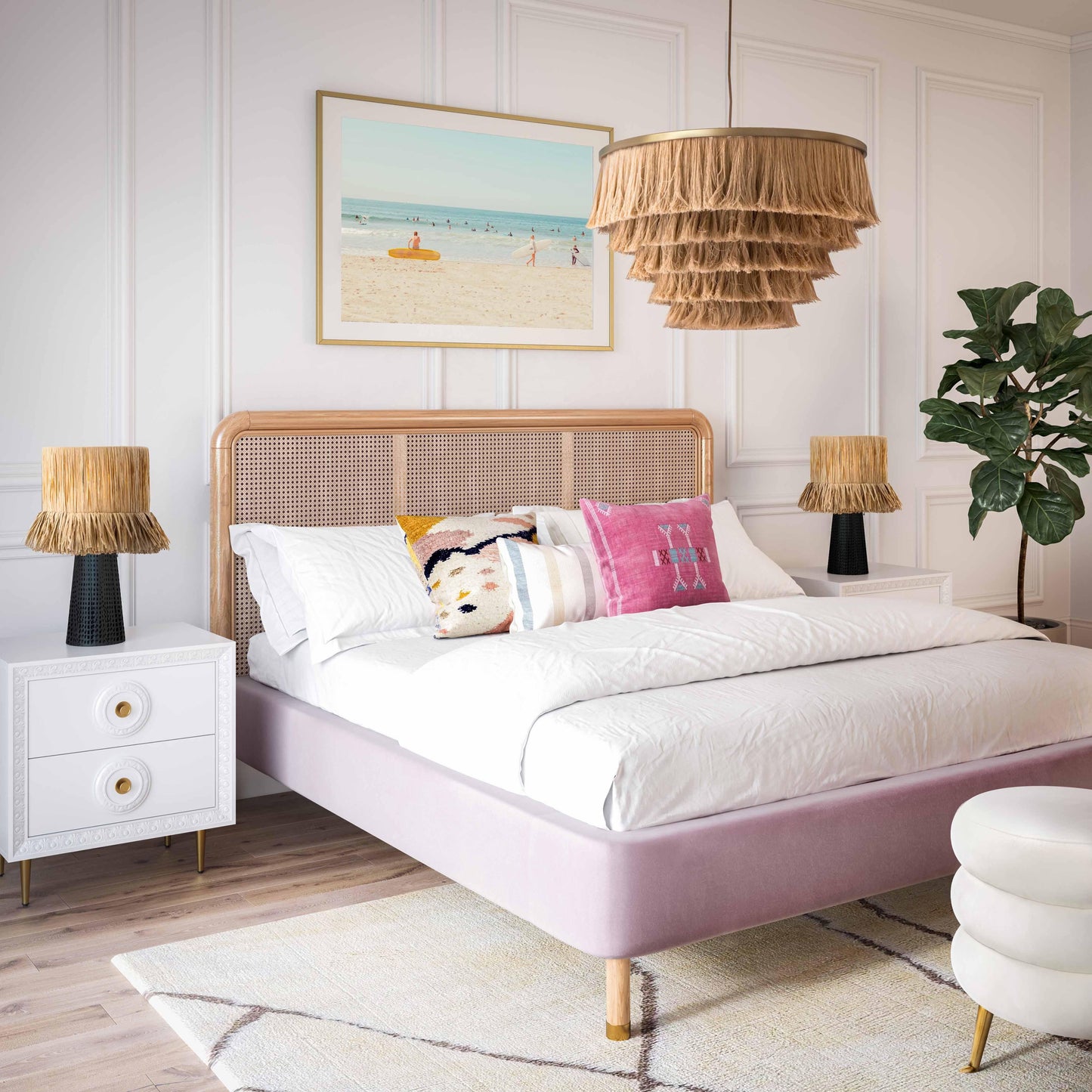 Kavali Performance Velvet and Natural Blush Queen Bed by Tov Furniture