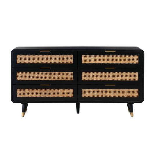 Christine 62 Black 6 Drawer Dresser by TOV B44133