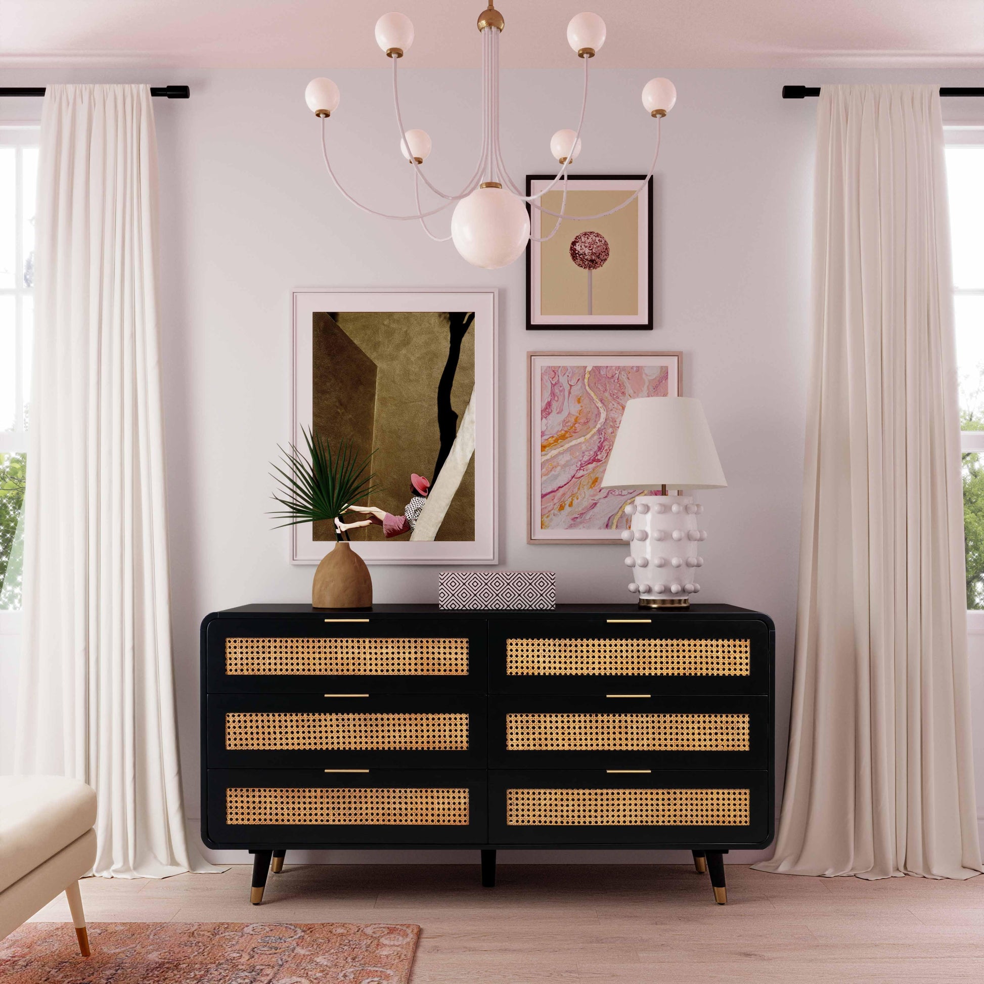 Christine 62 Black 6 Drawer Dresser by TOV B44133