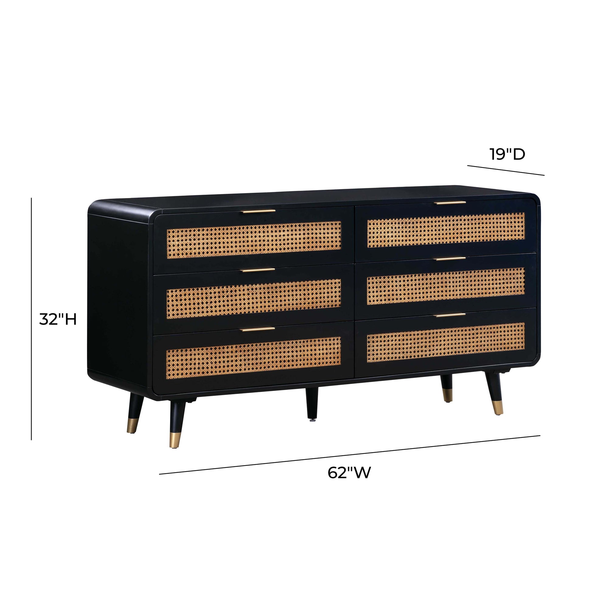Christine 62 Black 6 Drawer Dresser by TOV B44133