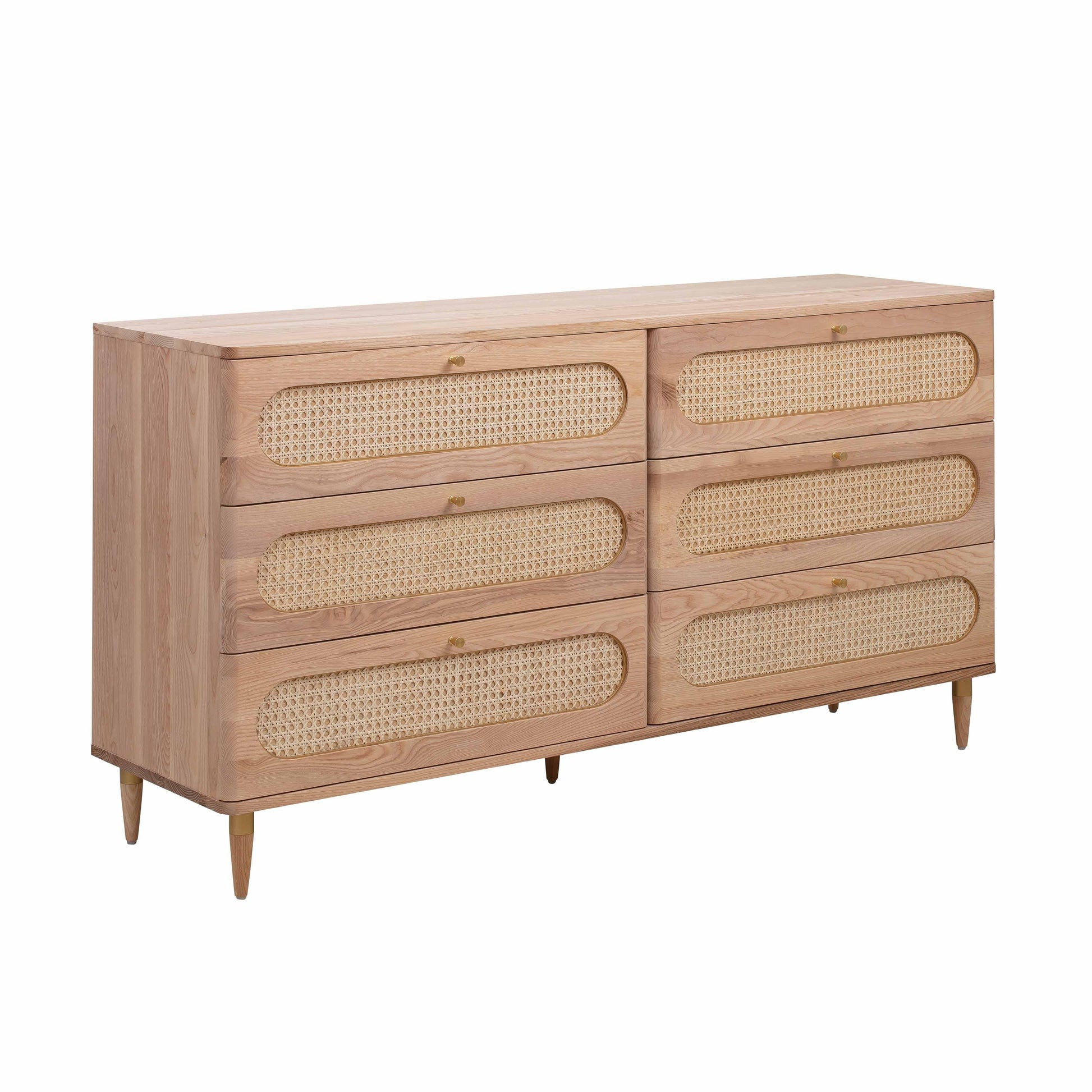 Carmen 63 Natural Ash And Cane 6 Drawer Dresser by TOV B44160
