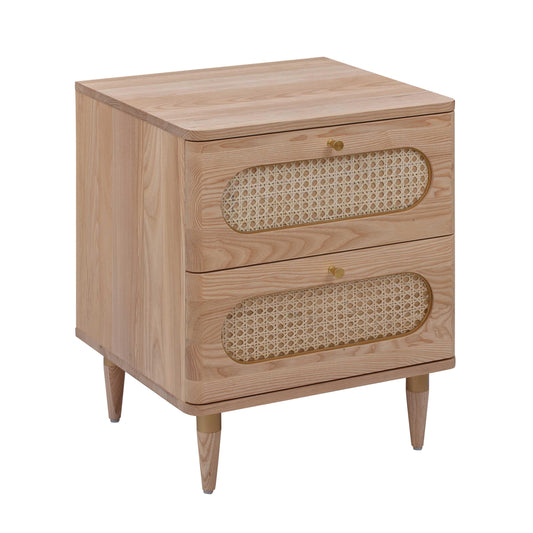 Carmen 19 Natural Ash And Cane 2 Drawer Nightstand by TOV B44161