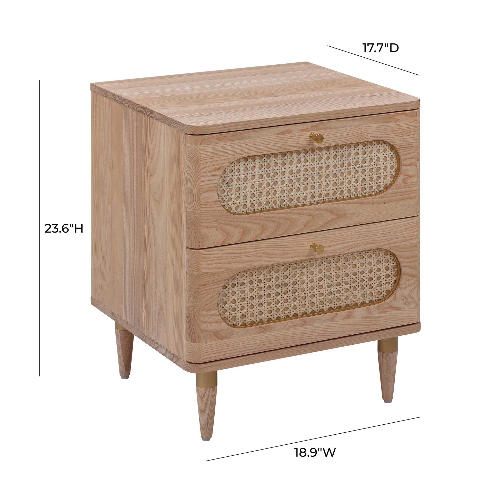 Carmen 19 Natural Ash And Cane 2 Drawer Nightstand by TOV B44161